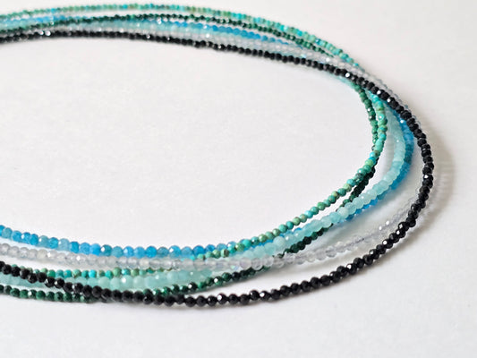 Turkoois collier · 2 mm gefacetteerd · Sterling Zilver
