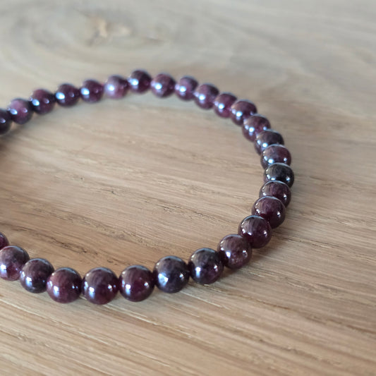 Granaat Kogelarmband · 4 mm · Elastiek