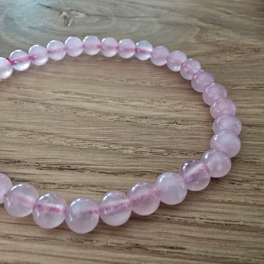 Rozekwarts Kogelarmband · 6 mm · Elastiek
