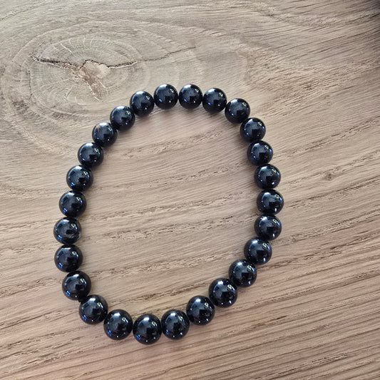 Zwarte Toermalijn Kogelarmband · 8 mm · Elastiek