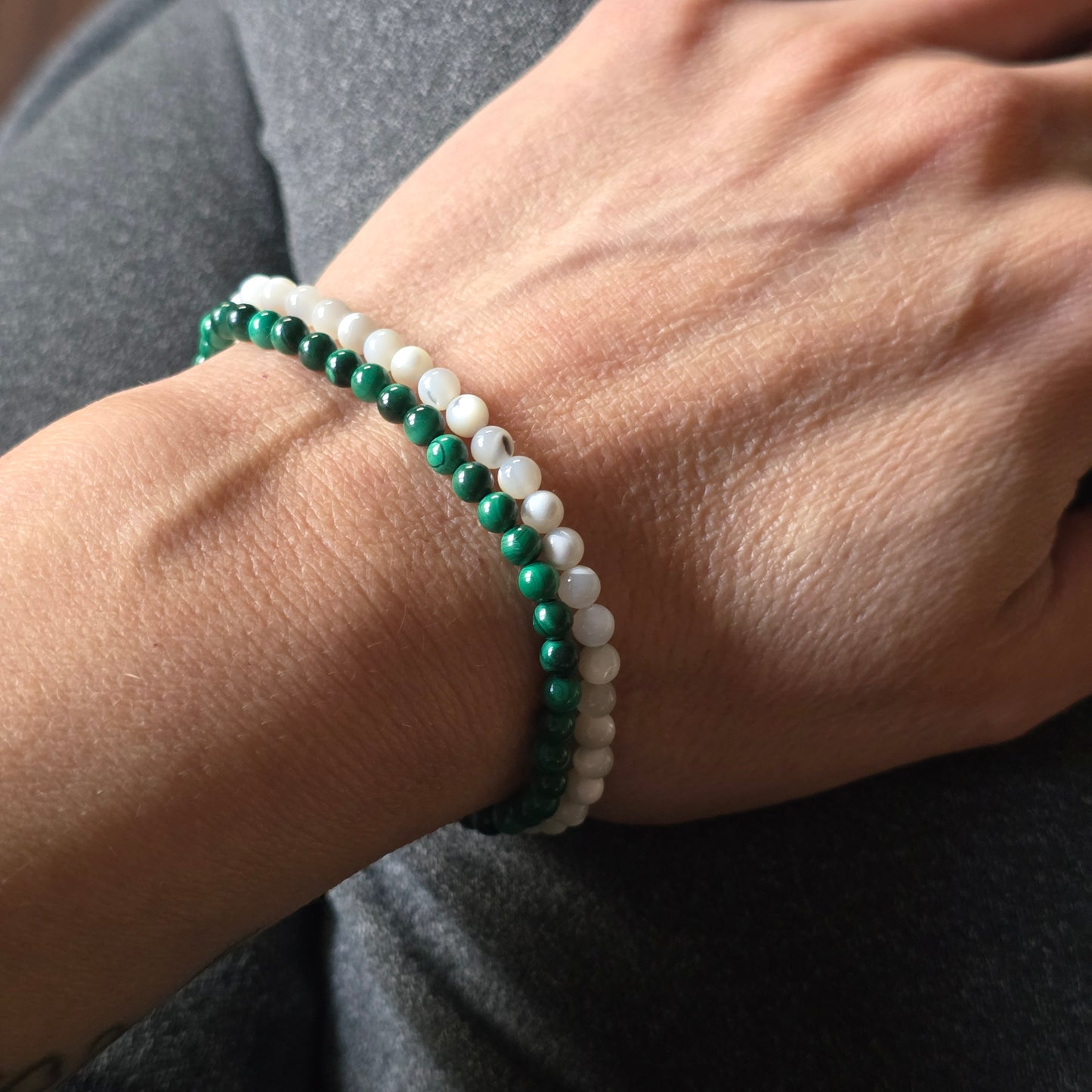 Malachiet Kogelarmband · 4 mm · Elastiek