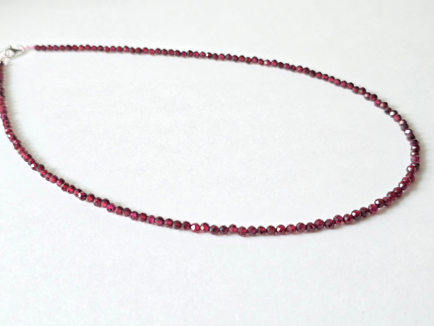 Granaat collier · 3 mm gefacetteerd · Sterling Zilver