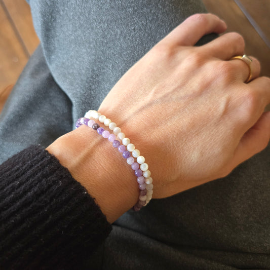 Lepidoliet Kogelarmband · 4 mm · Elastiek