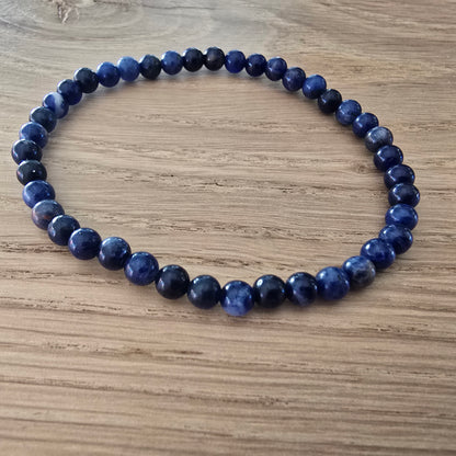 Sodaliet Kogelarmband · 4 mm · Elastiek