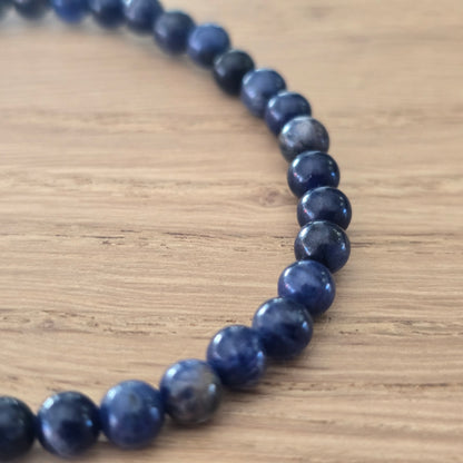 Sodaliet Kogelarmband · 4 mm · Elastiek