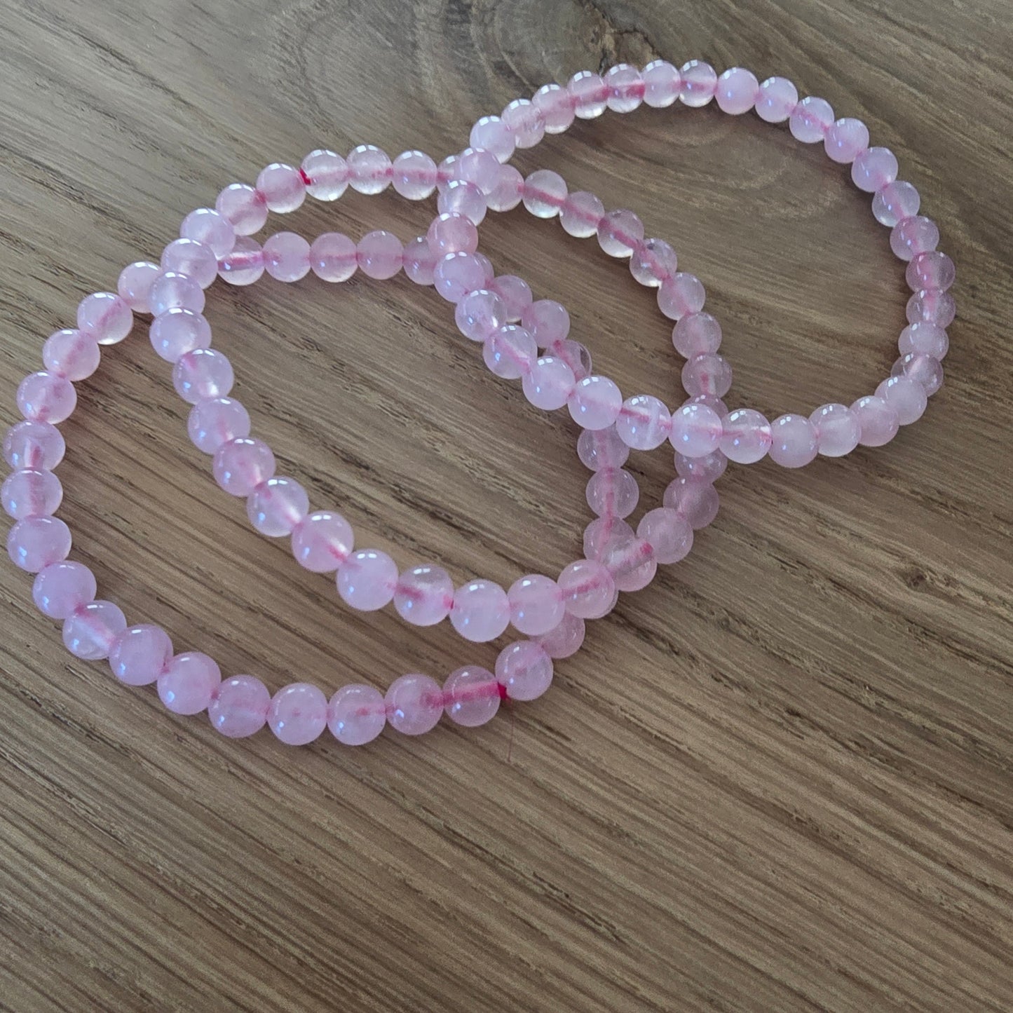 Rozekwarts Kogelarmband · 6 mm · Elastiek