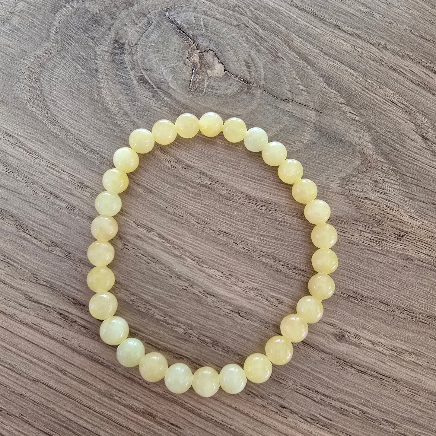 Gele Jade Kogelarmband · 6 mm · Elastiek