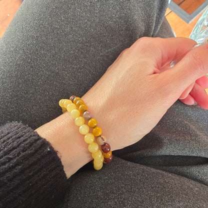 Gele Jade Kogelarmband · 6 mm · Elastiek