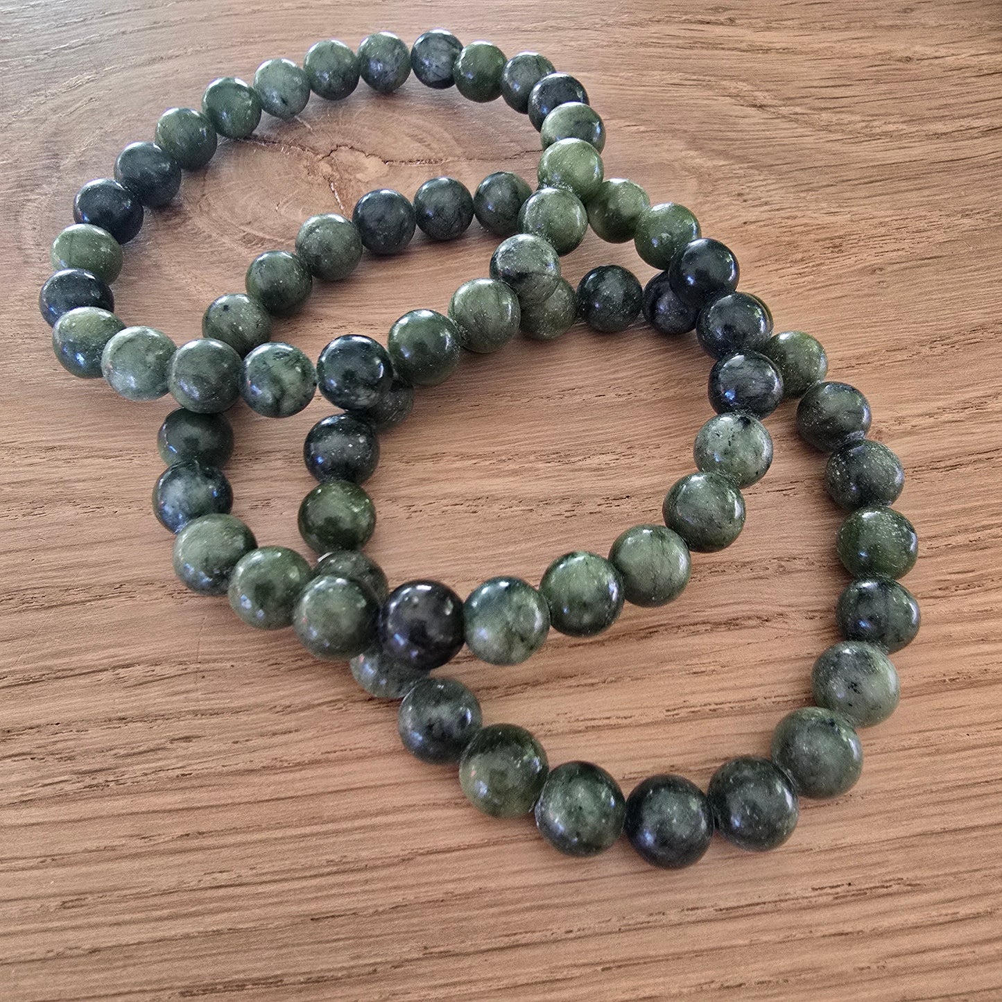 Serpentijn Kogelarmband · 8 mm · Elastiek