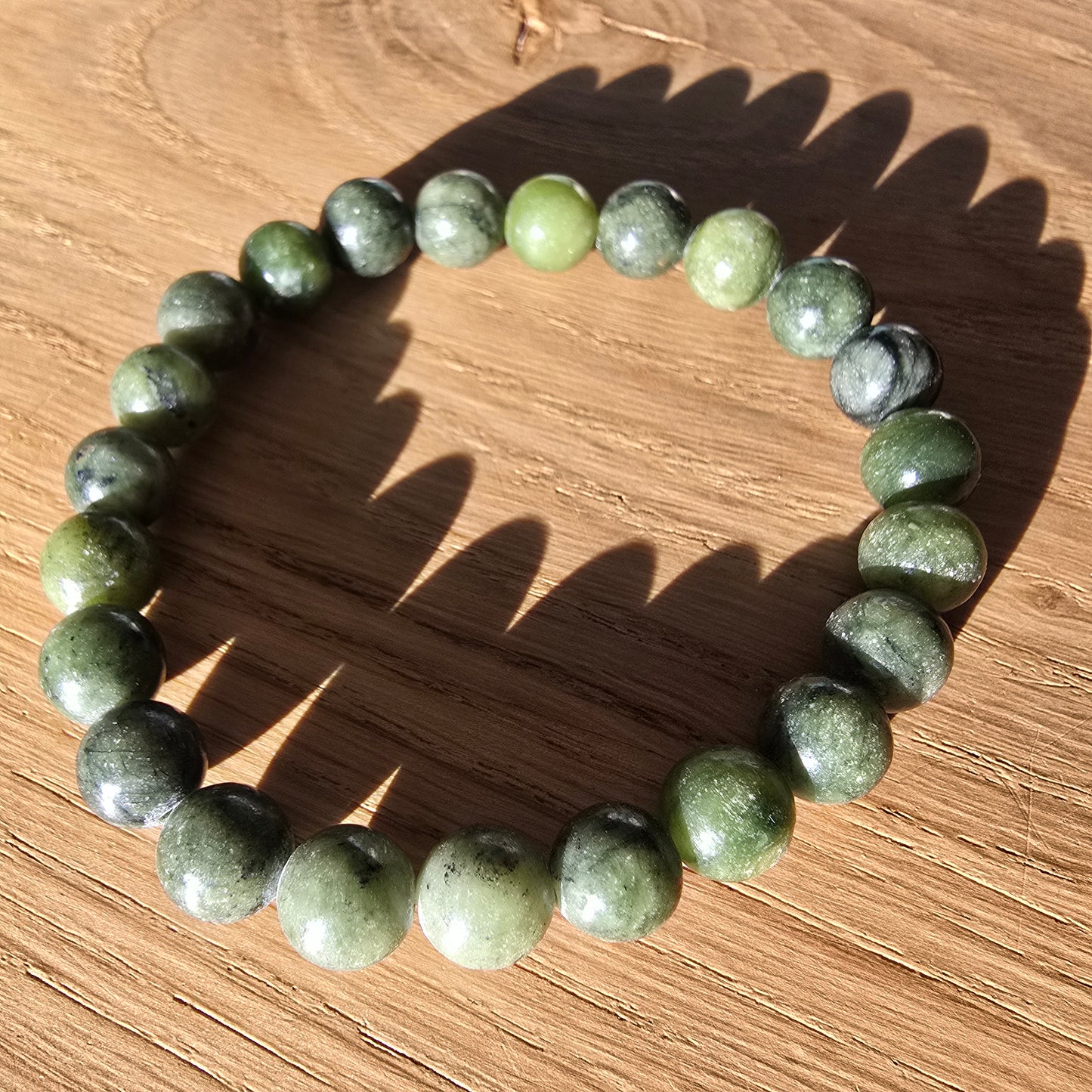 Serpentijn Kogelarmband · 8 mm · Elastiek