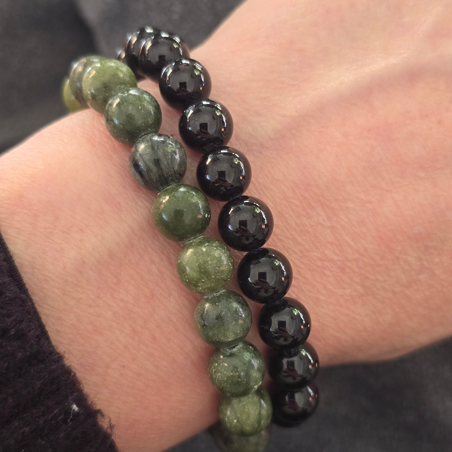 Zwarte Toermalijn Kogelarmband · 8 mm · Elastiek
