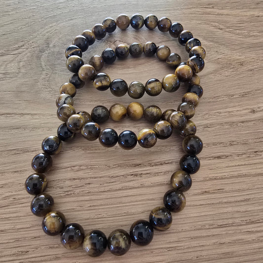 Tijgeroog Kogelarmband · 8 mm · Elastiek