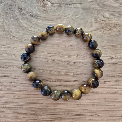 Tijgeroog Kogelarmband · 8 mm · Elastiek
