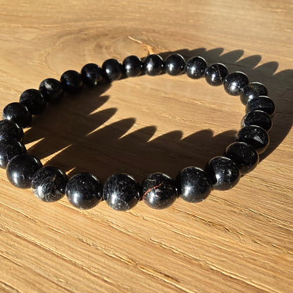 Zwarte Toermalijn Kogelarmband · 8 mm · Elastiek