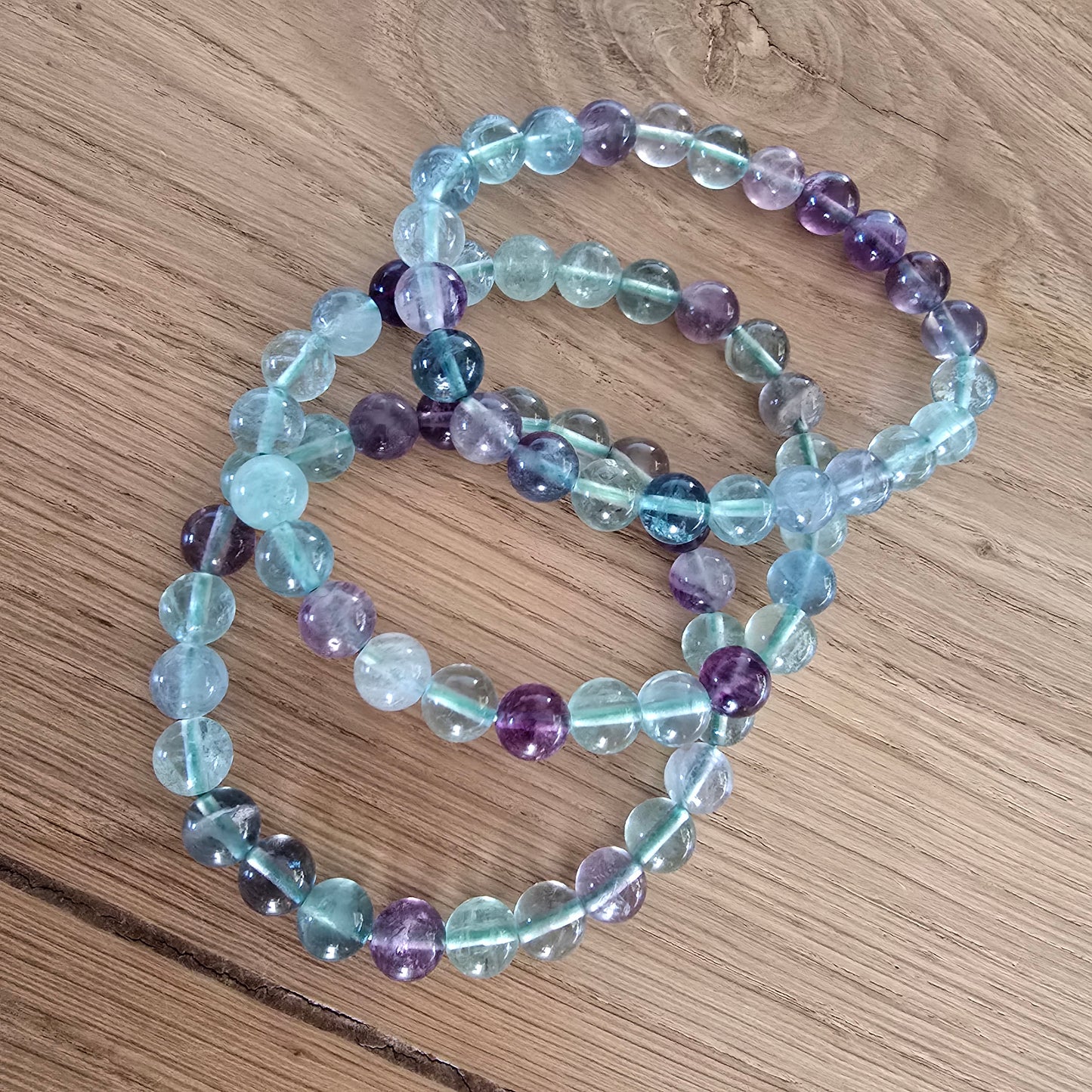 Fluoriet Kogelarmband · 8 mm · Elastiek