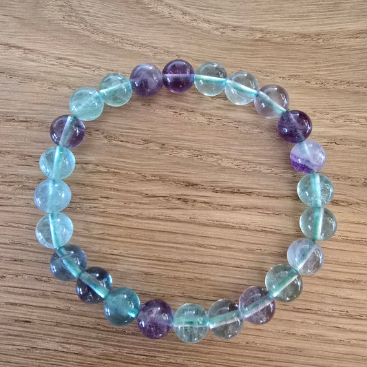 Fluoriet Kogelarmband · 8 mm · Elastiek