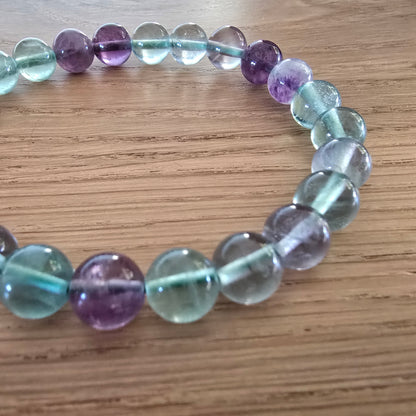 Fluoriet Kogelarmband · 8 mm · Elastiek