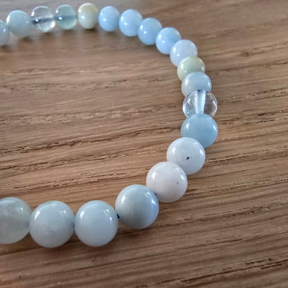 Aquamarijn Kogelarmband · 6 mm · Elastiek