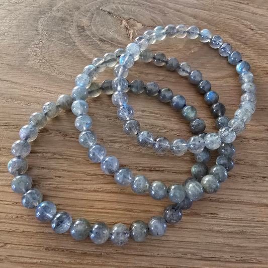 Labradoriet Kogelarmband · 6 mm · Elastiek