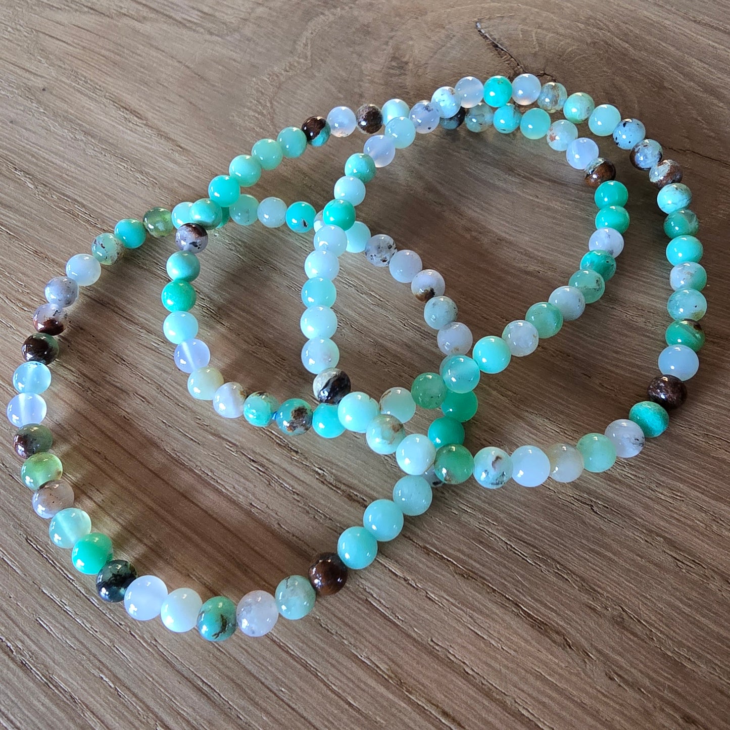Chrysopraas Kogelarmband · 4 mm · Elastiek