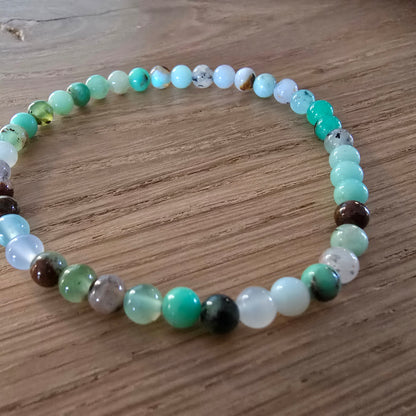 Chrysopraas Kogelarmband · 4 mm · Elastiek