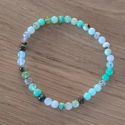 Chrysopraas Kogelarmband · 4 mm · Elastiek