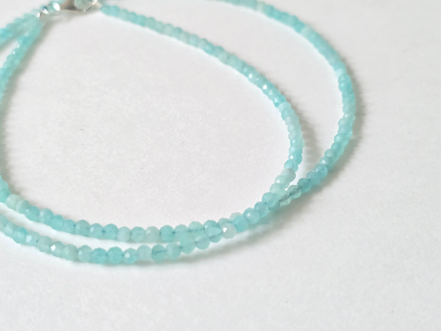 Amazoniet collier · 2 mm gefacetteerd · Sterling Zilver