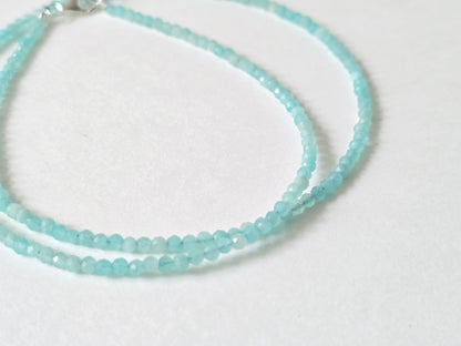 Amazoniet collier · 2 mm gefacetteerd · Sterling Zilver