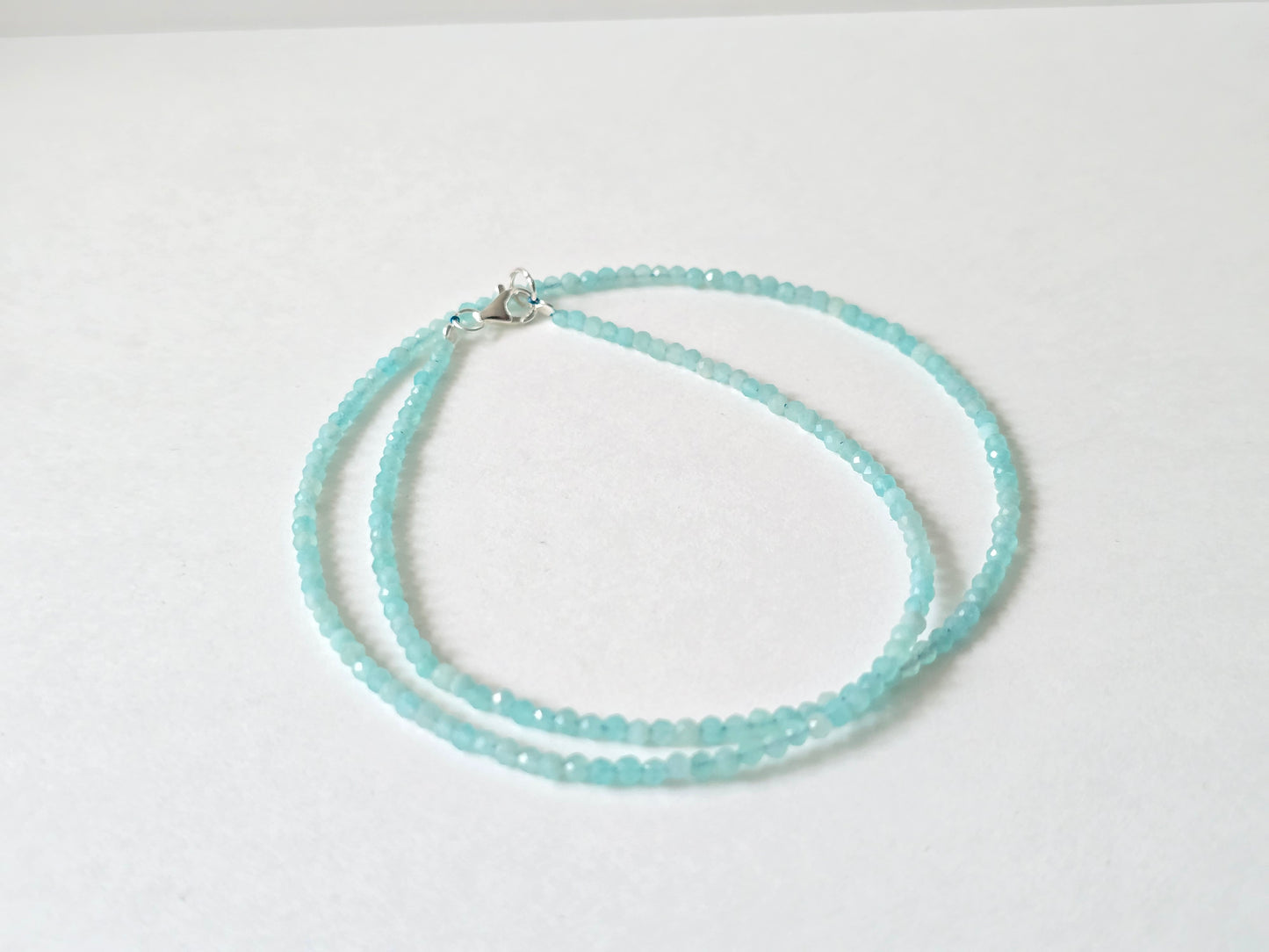 Amazoniet collier · 2 mm gefacetteerd · Sterling Zilver