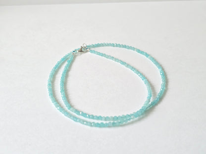 Amazoniet collier · 2 mm gefacetteerd · Sterling Zilver
