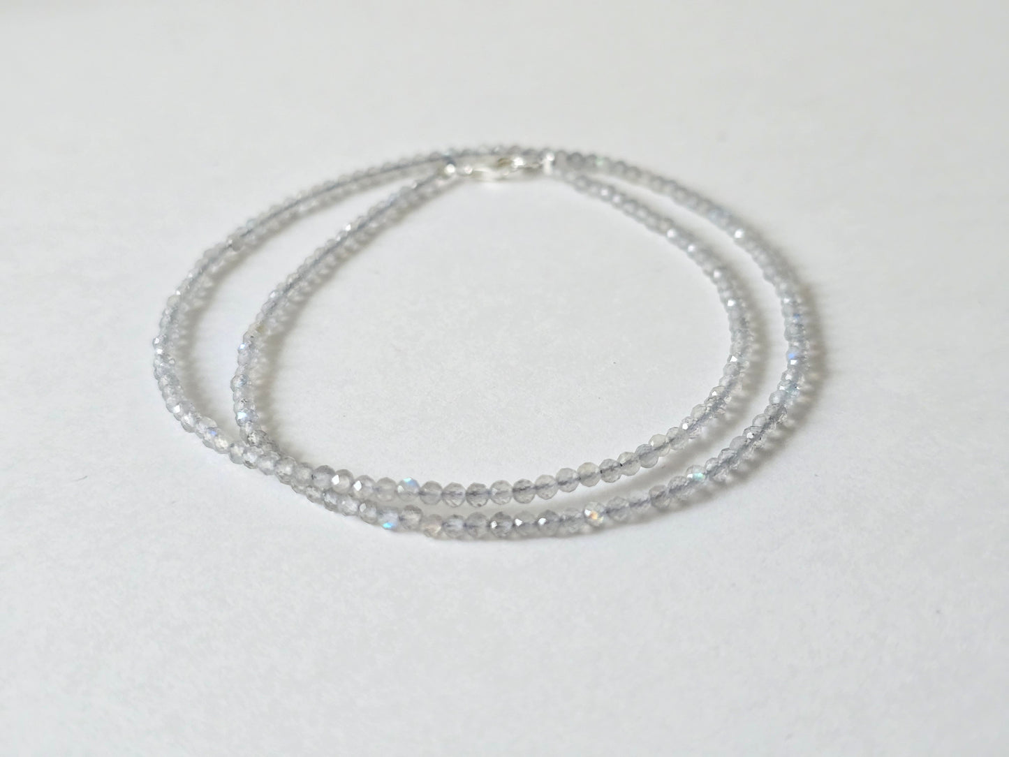 Labradoriet collier · 2 mm gefacetteerd · Sterling Zilver