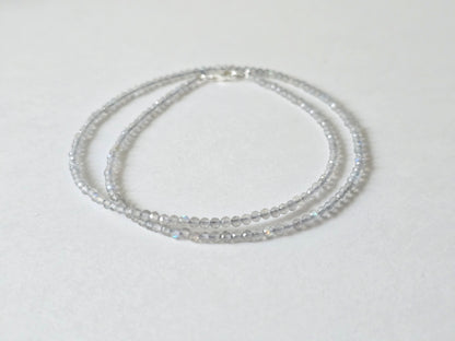 Labradoriet collier · 2 mm gefacetteerd · Sterling Zilver