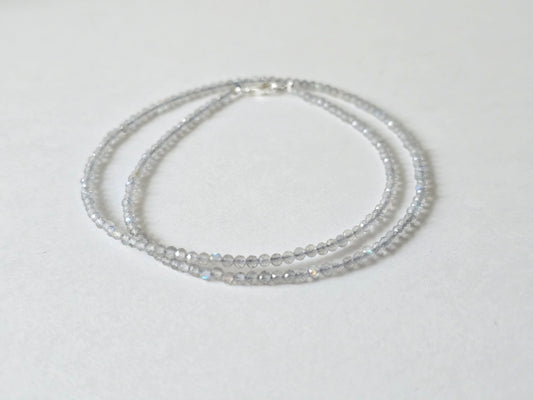 Labradoriet collier · 2 mm gefacetteerd · Sterling Zilver