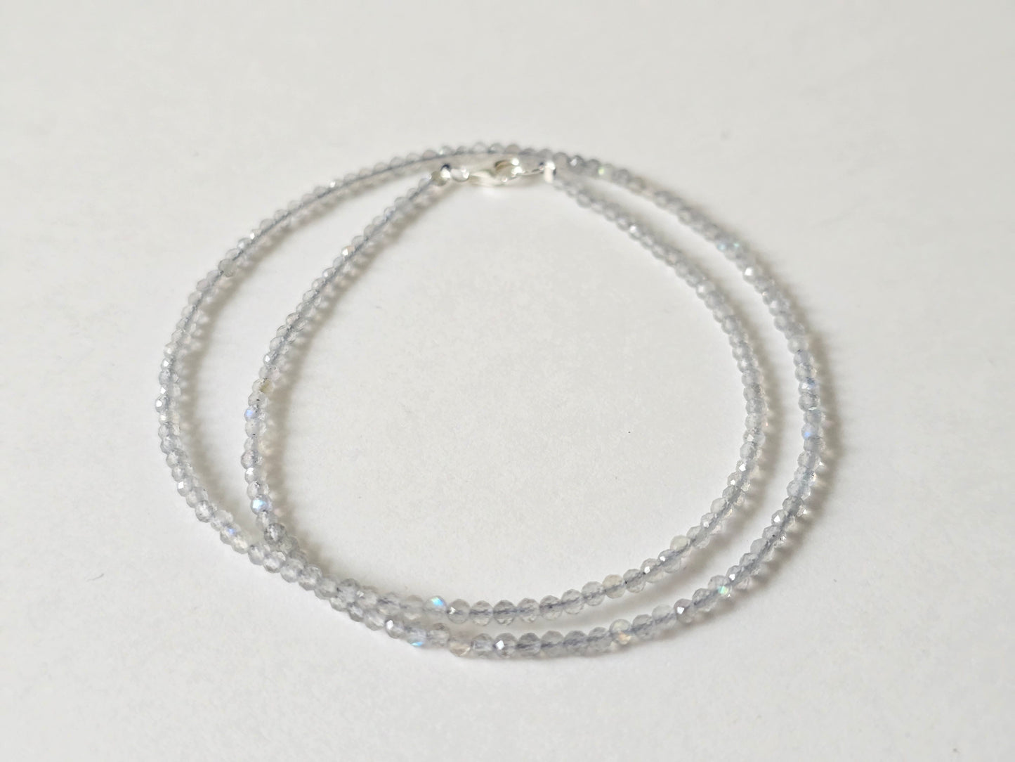 Labradoriet collier · 2 mm gefacetteerd · Sterling Zilver