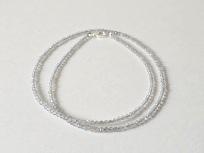 Labradoriet collier · 2 mm gefacetteerd · Sterling Zilver