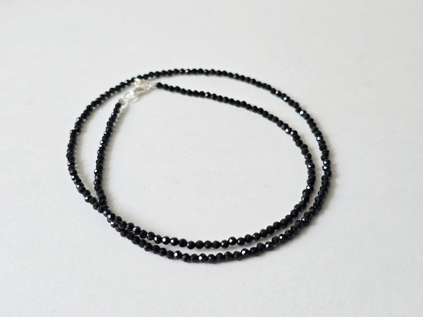 Zwarte Toermalijn Collier · 2 mm gefacetteerd · Sterling Zilver