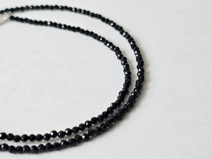 Zwarte Toermalijn Collier · 2 mm gefacetteerd · Sterling Zilver