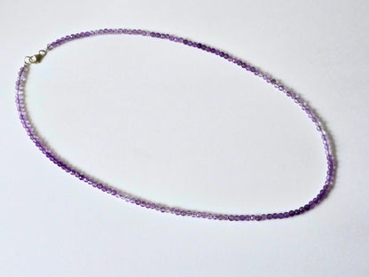 Amethist collier · 3 mm gefacetteerd · Sterling Zilver