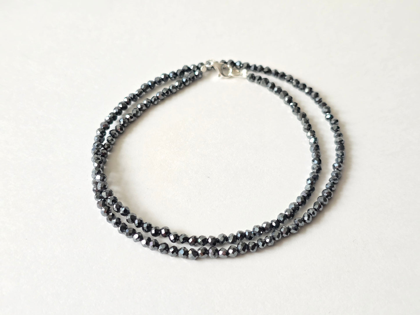 Hematiet collier · 3 mm gefacetteerd · Sterling Zilver