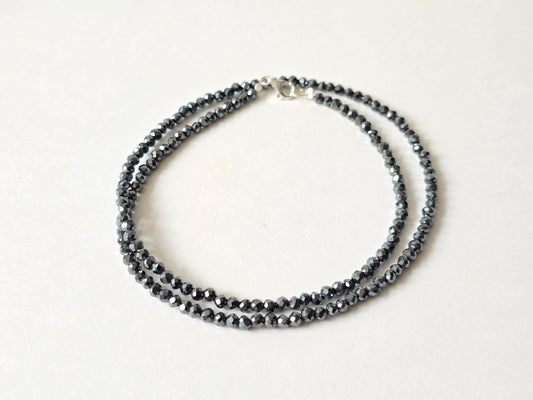 Hematiet collier · 3 mm gefacetteerd · Sterling Zilver