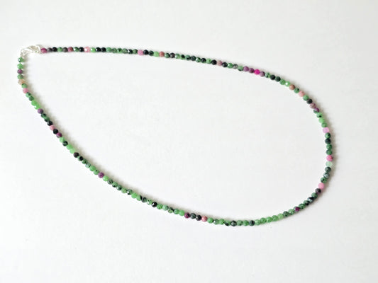 Robijn in Zoisiet collier · 3 mm gefacetteerd · Sterling Zilver
