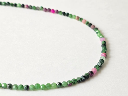 Robijn in Zoisiet collier · 3 mm gefacetteerd · Sterling Zilver