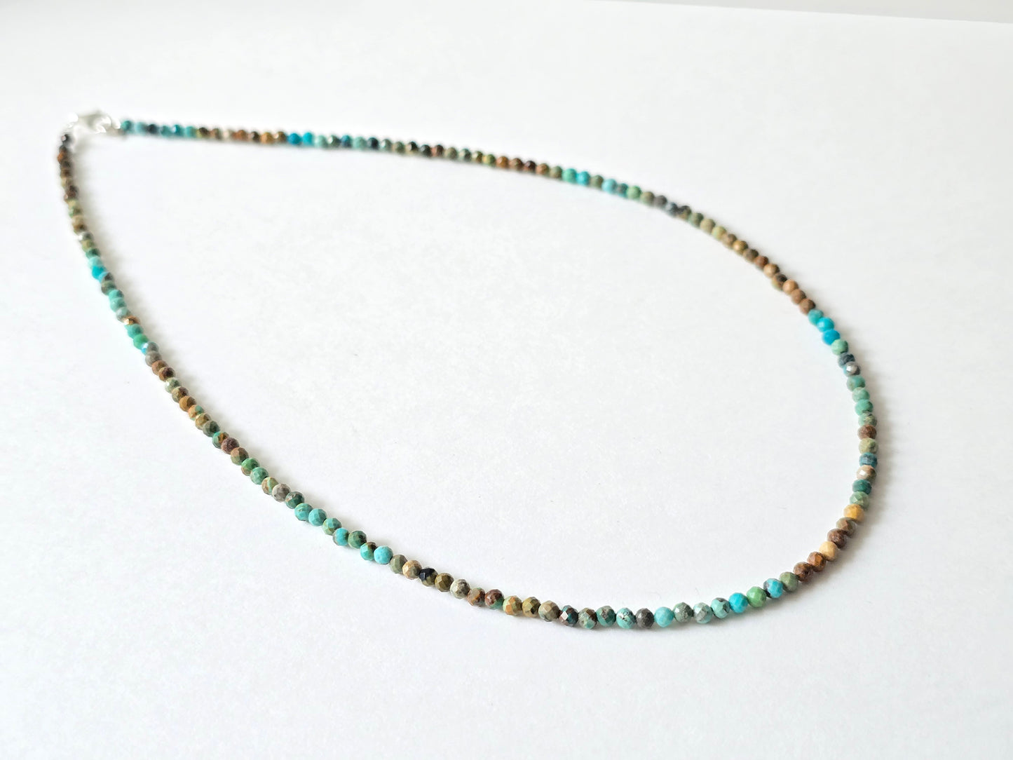 Turkoois collier · 3 mm gefacetteerd · Sterling Zilver