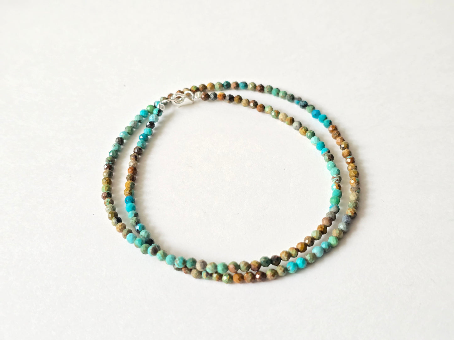 Turkoois collier · 3 mm gefacetteerd · Sterling Zilver