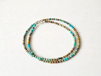 Turkoois collier · 3 mm gefacetteerd · Sterling Zilver