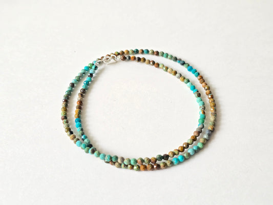 Turkoois collier · 3 mm gefacetteerd · Sterling Zilver