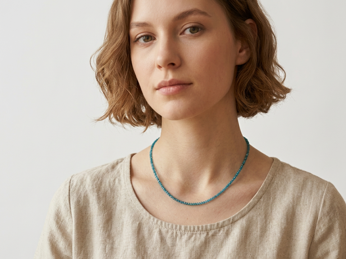 Apatiet collier · 2 mm gefacetteerd · Sterling Zilver