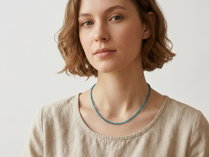 Apatiet collier · 2 mm gefacetteerd · Sterling Zilver