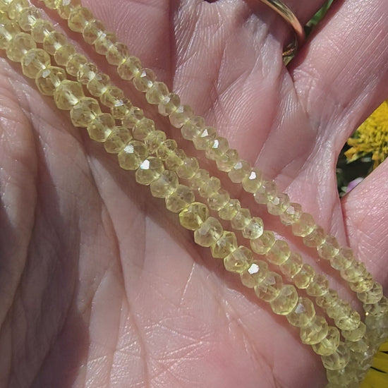 Video van facetgeslepen lemon kwarts rondellen met natuurlijke variatie